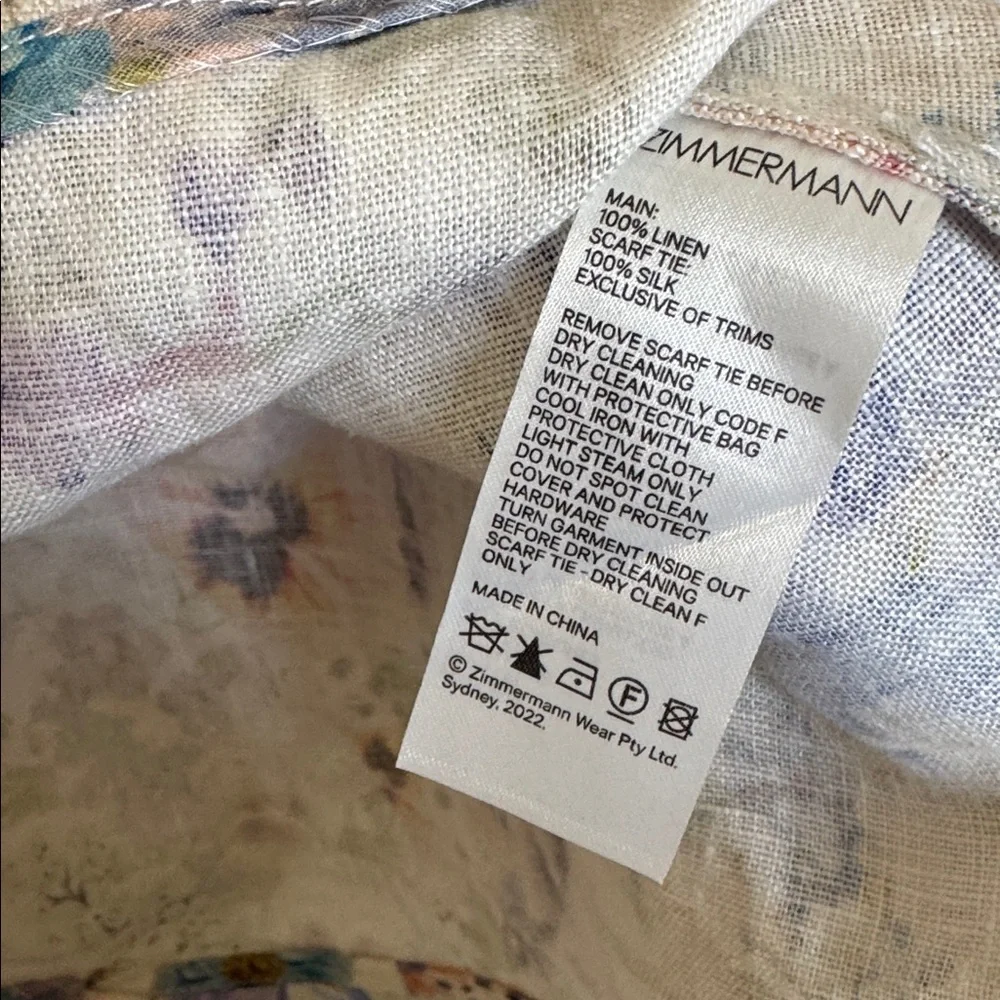 Dream Zimmermann Tama Floral Pansy Print Linen Dress 0/ XS - Picture 8 of 10